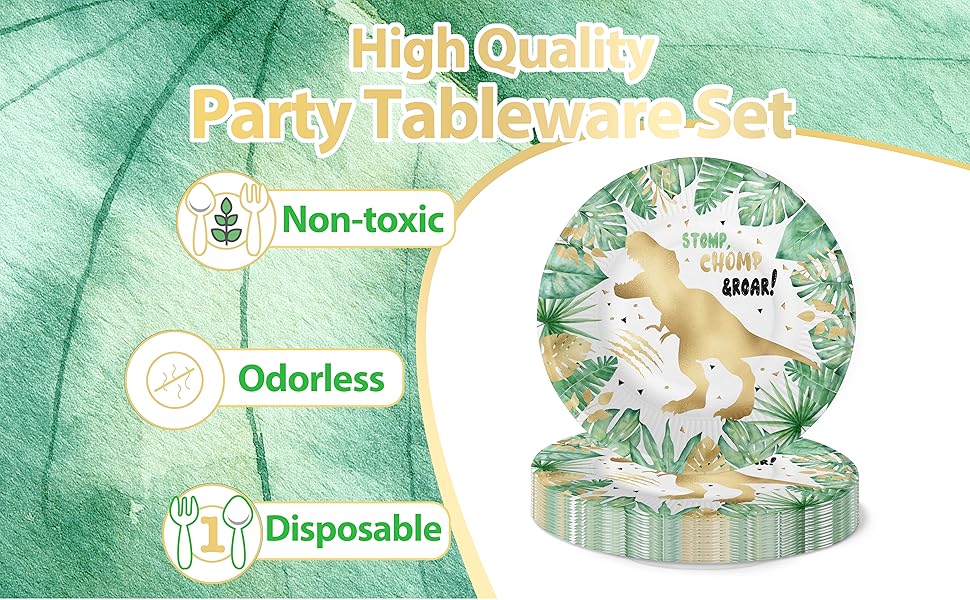 Gold Dinosaur Party Plates and Napkins Gold Dinosaur