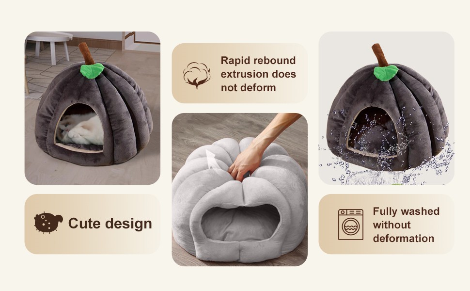 RELAXLATE Cat Bed Cave, Covered Cat Bed for Indoor Cats