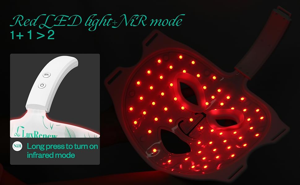 LuxRenew Red Light Therapy Mask, Nearinfrared 850 Red