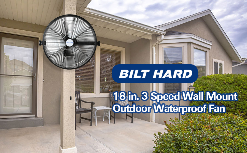 BILT HARD 4300 CFM 18 in. Outdoor Wall Mount Fan, 3Speed