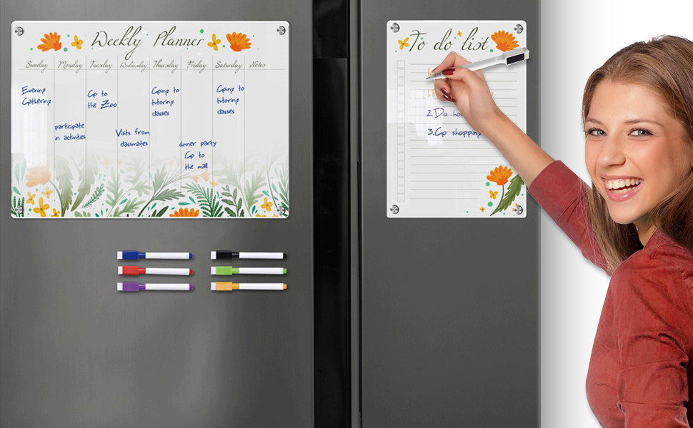 Acrylic Dry Erase Board for Fridge, Set of 2 Dry