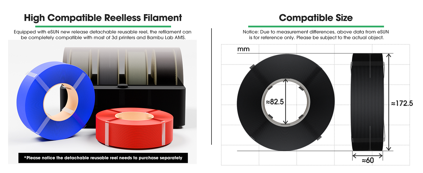 eSUN PLA Basic Refilament 1.75mm, 3D Printer Refill High Speed PLA for Fast Printing, 1KG per Roll, 4 Rolls Spoolless 3D Printing Filament for High Speed 3D Printers, White 9 PLA Basic Refill