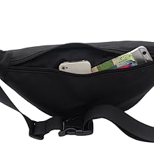 large black fanny pack Theft-Proof Hidden Zippered Pocket
