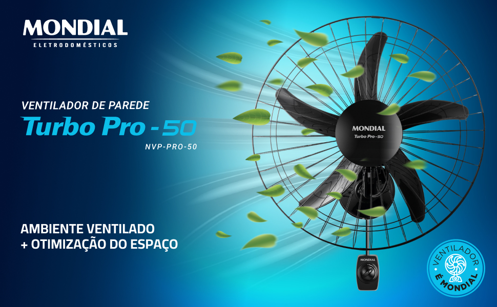 Ventilador de Parede Turbo 50cm Pro 5 Pás, Mondial, Preto, 150W – NVP-PRO-50 Ventilador de Parede Turbo 50cm Pro 5 Pás, Mondial, Preto, 150W – NVP-PRO-50