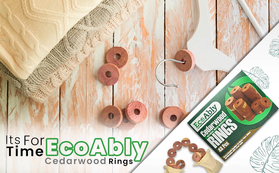 EcoAbly Cedarwood Moth Repellent for Wardrobes 48 Pc, 100 Natural