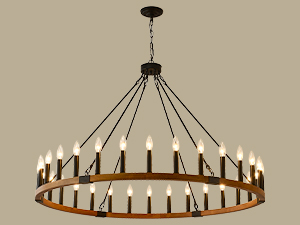 wood wagon wheel chandelier