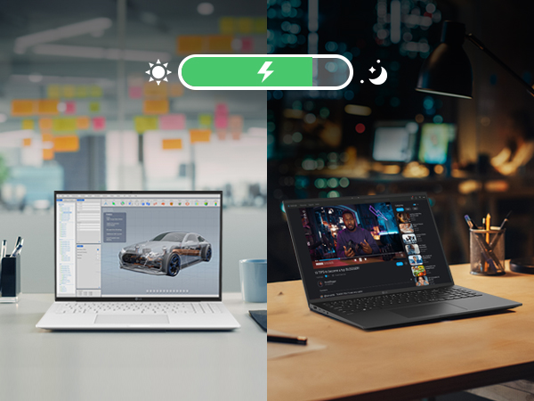 Unleashed mobility. The high-capacity battery powers prolonged productivity and play.