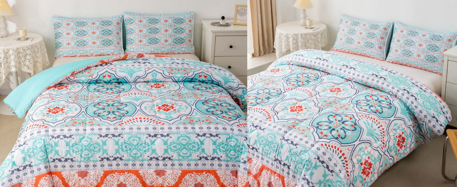 Boho Comforter Set King Size Girls Bohemian Bedding Set for
