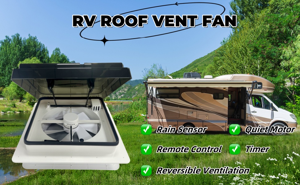 12V/24V RV Roof Vent Fan, 5W Caravan Roof Vent Fan, With LED Light, RV Air Vent Exhaust Skylight, For Motorhome Camper Van