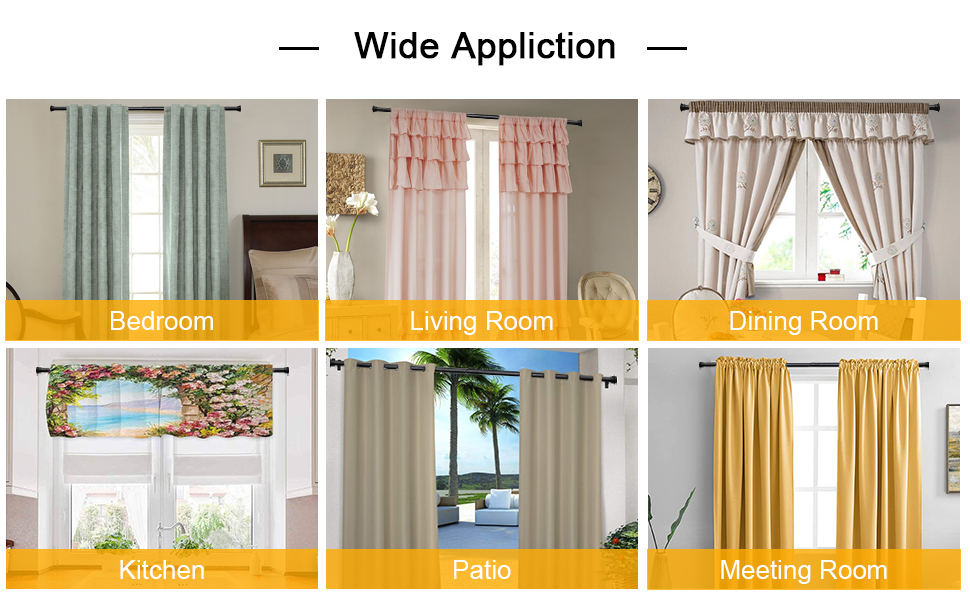 Matte Black Curtain Rods for Windows 28 to 48 Inch, 5/8 Inch Small Curtain Rod Set