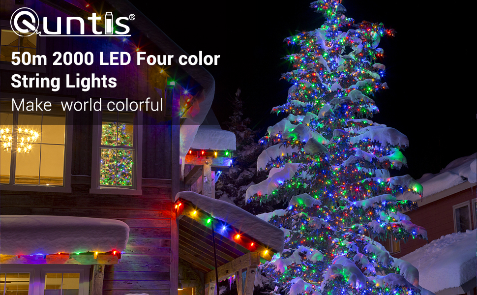 Quntis 164ft 2000 LED String Christmas Lights Dark Green Wire Cluster Christmas