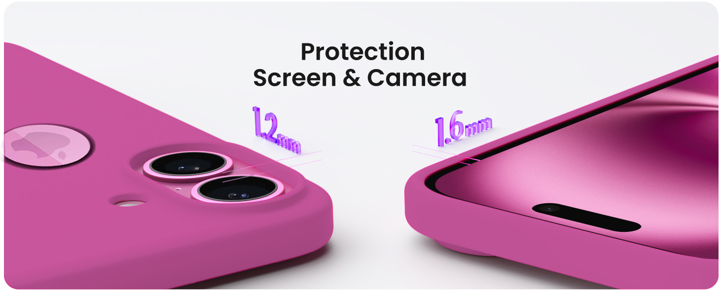 Elzzi Microfiber Logo Cut Cover Compatible for iPhone 16 Case Liquid Silicone Cases Full Body 4 Layer Protective Covers Shockproof Back Cover with High Raised Camera Lips (6.1 inch, Hot Pink) 56 16