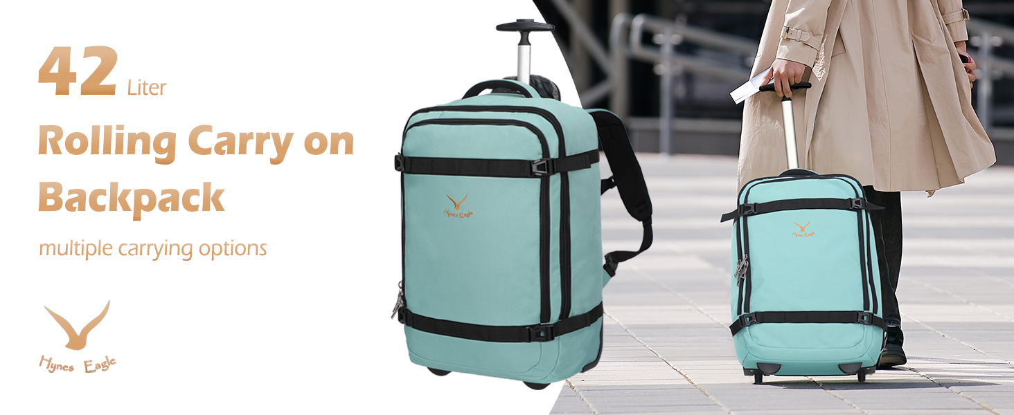 42L rolling carry on backpack
