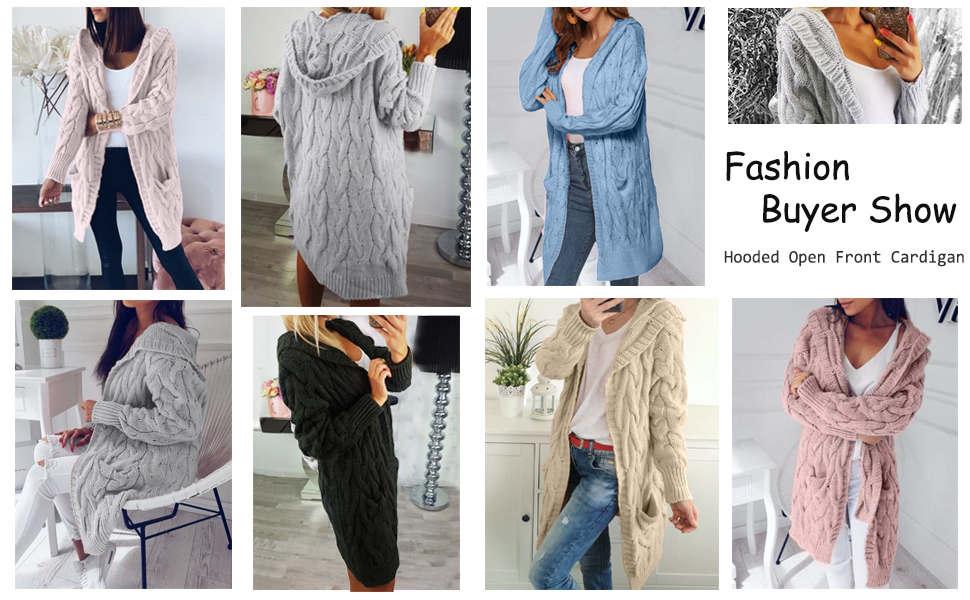 Shownicer Cardigan Donna Elegante A Maniche Lunghe Per Autunno Giacca Lungo Casual Maglia Maglione Cappotto Con Tasche A Grigio S - Foto 4