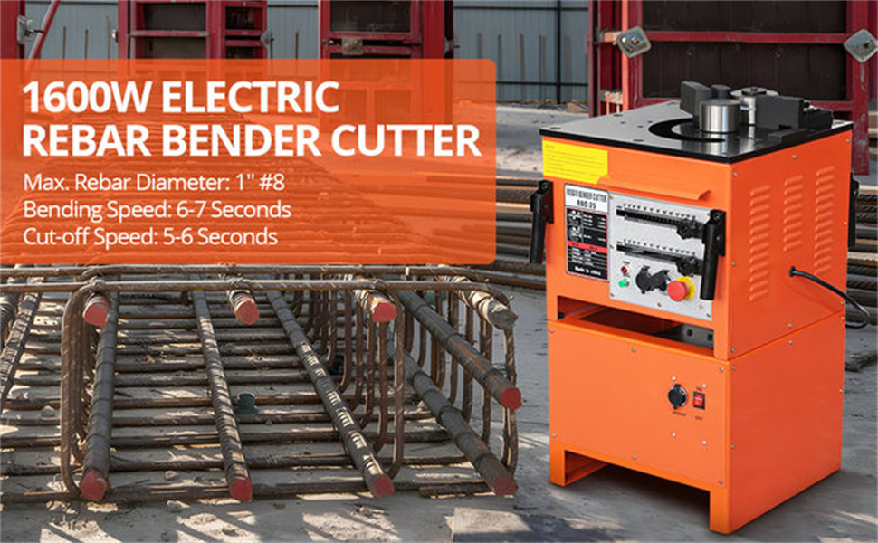 Electric Rebar Bender & Cutter Machine Steel Bender (1600W), Angle 0