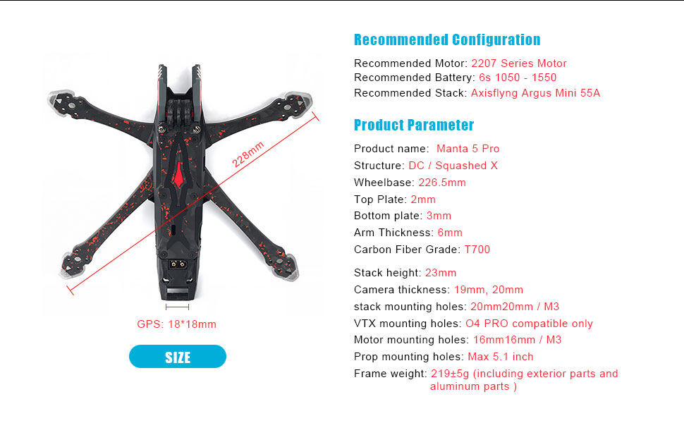 Manta 5 Pro 5inch FPV Drone Frame kit