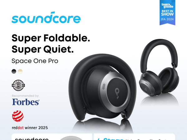 Amazon.com: Soundcore Space One Pro, FlexiCurve Over-Ear Headphone
