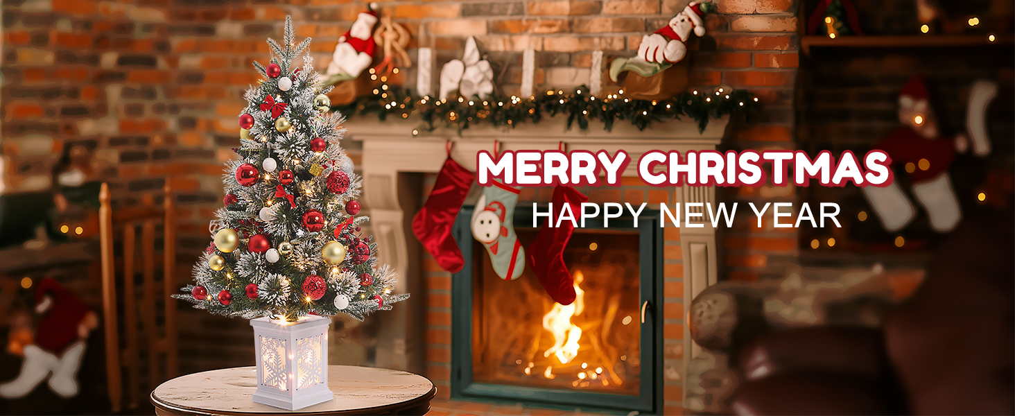 3FT Pre Lit Fiber Optic Artificial Tree with 78 Pcs Warm