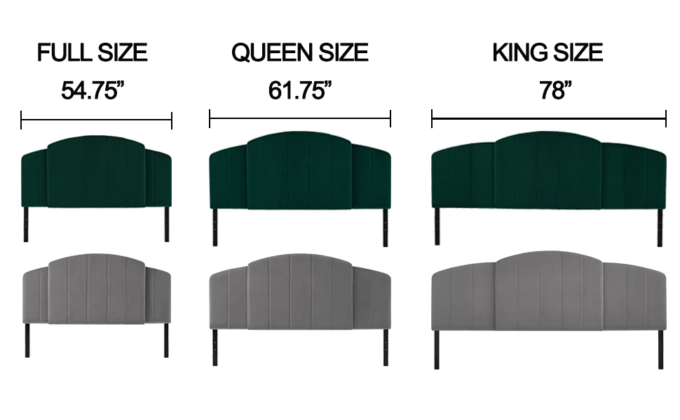 Ball&Cast Bed Headboard Velvet Upholsted Curved Top Design