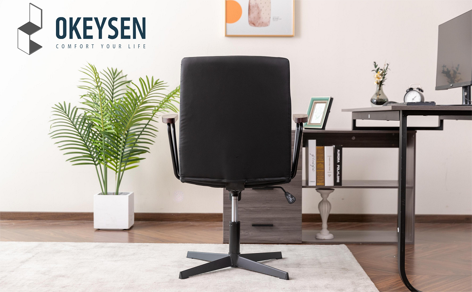 Okeysen Office Desk Chair No Wheels, PU Padded Criss Cross