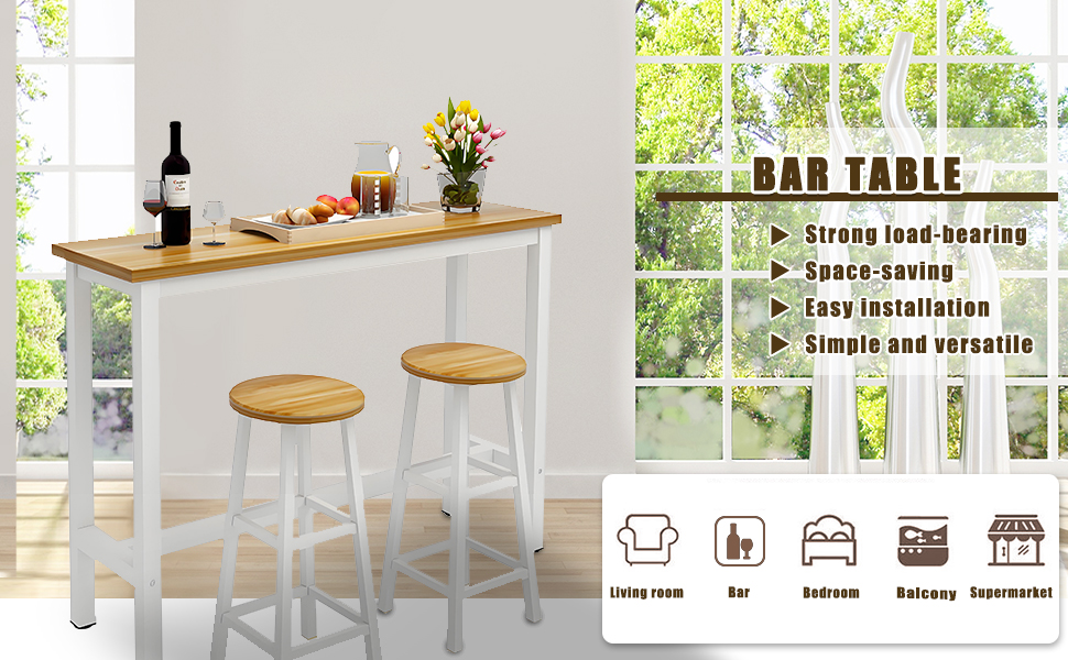 HSHBDDM Bar Table Set, 39.4" Bar Height Table and Chairs