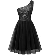 BeryLove Womens Sequin Short Homecoming Dress Formal One-Shoulder Cocktail Dress