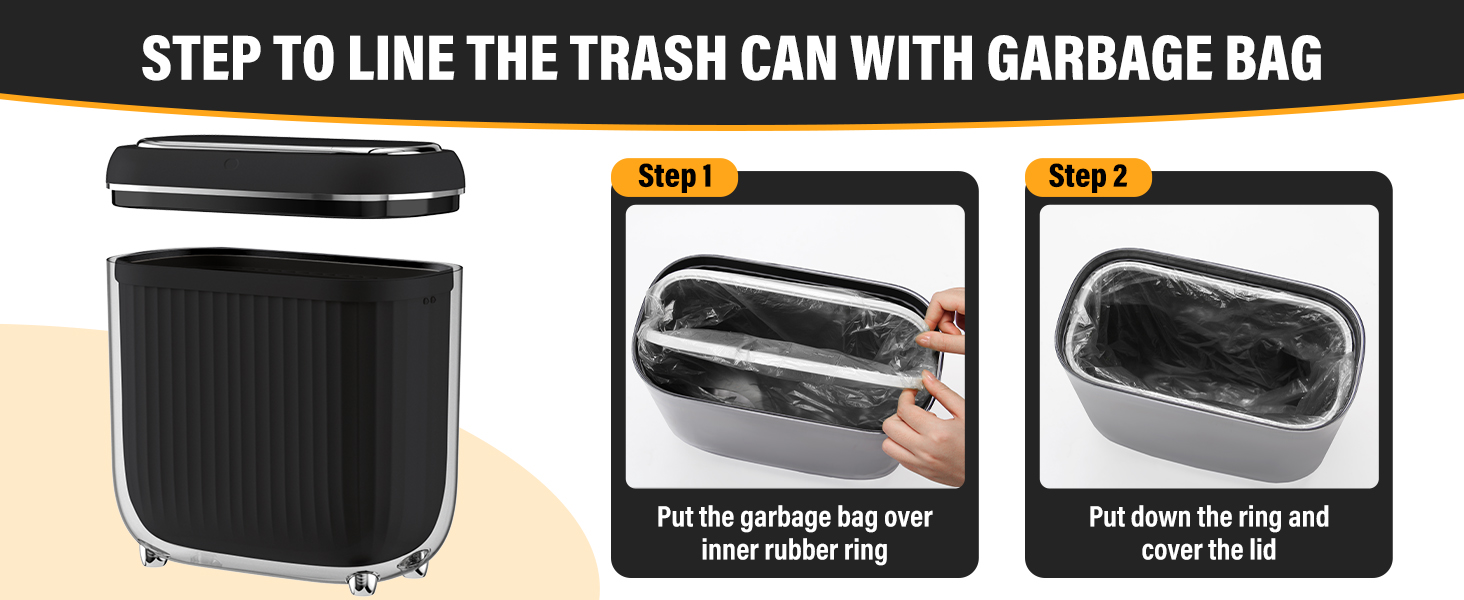 Sayene Slim Bathroom Trash Can with Lid 3.7 Gal Rechargable