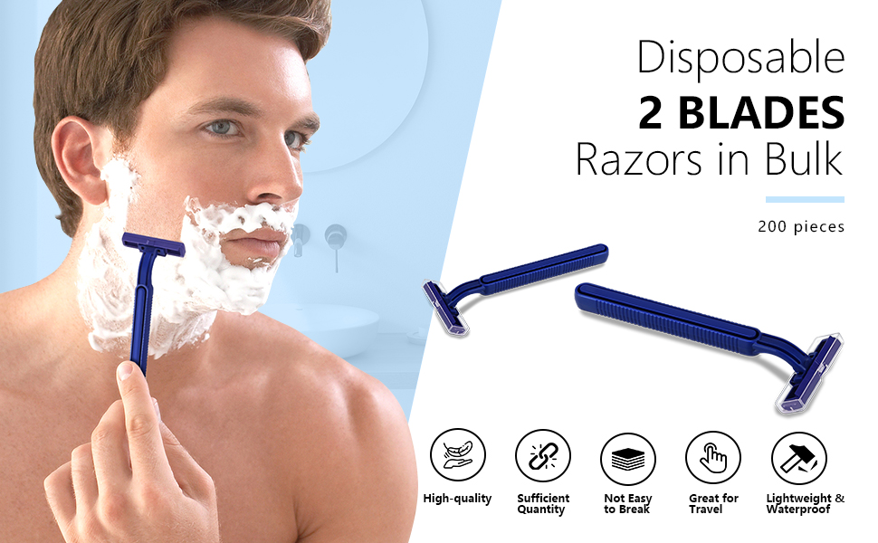 Urbaba Disposable Razors Bulk 200 Pieces, Single Use Razors