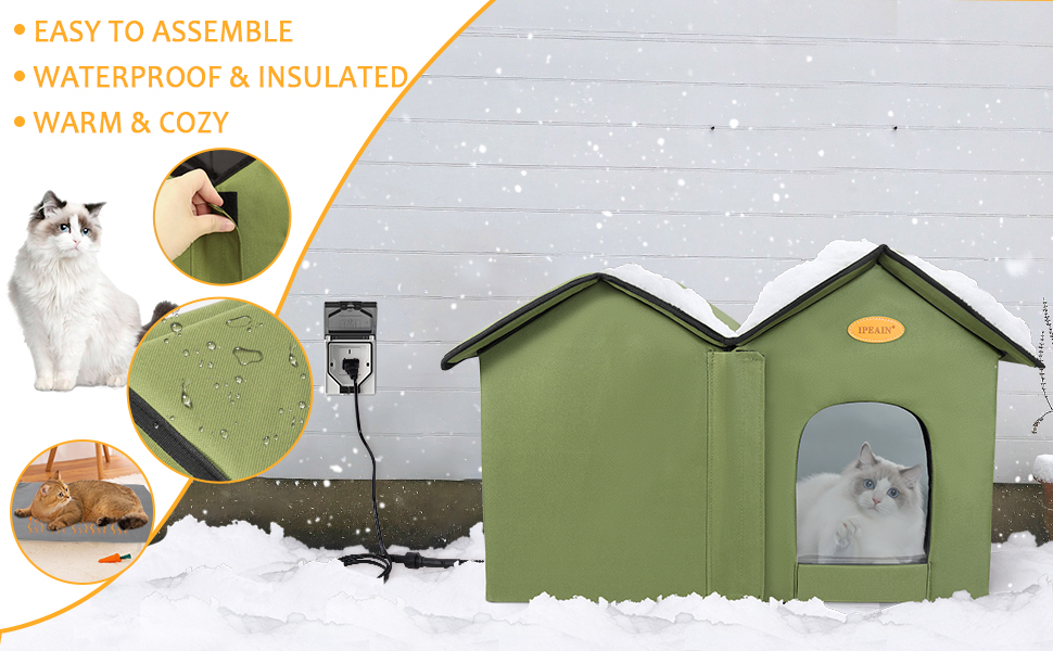 Heated Cat House for Outdoor Cats ExtraWide Outdoor Cat