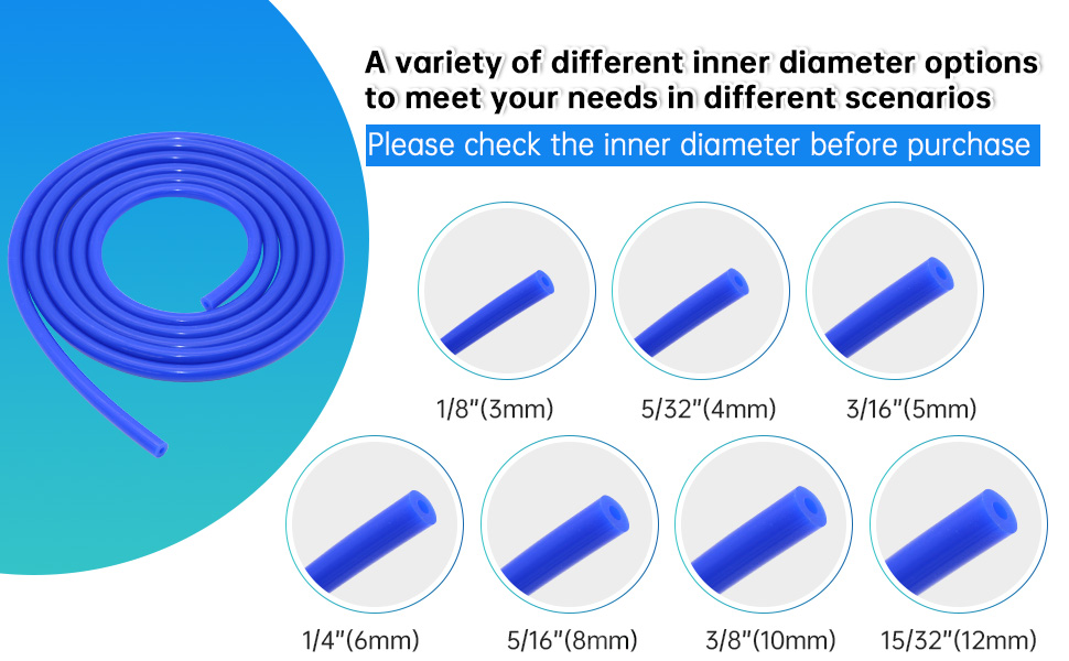 AKZYTUE ID 1/8" Silicone Vacuum Tubing Hose, 5FT(1.5M) High