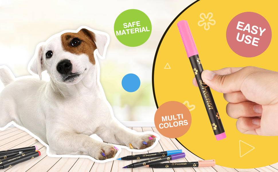 Dog Nail Polish Pen, 7 Colors Pet Nail Polish to Create