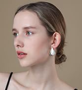 DORANA Earrings Dupes Silver Chunky Earrings for Women 14K Gold Fin Earring Dupes Lightweight 
