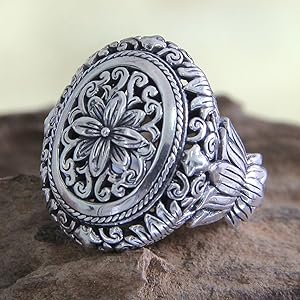 Novica Handmade .925 Sterling Silver  Cocktail Ring Women jewelry gifts for her mom girlfriend wife
