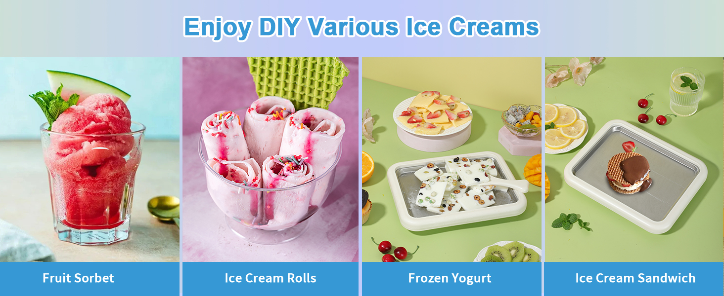 Make homemade rolled ice cream, frozen yogurt, and smoothies with this easy-to-use ice cream maker