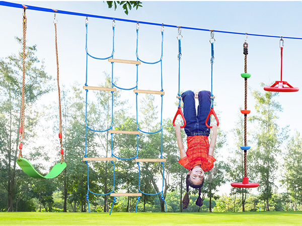Amazon.com: Dripex Ninja Obstacle Course for Kids Backyard - 10 Durable  Obstacles and 60' Slackline - Outdoor Warrior Obstacle Playset Equipment  with Gymnastic Ring, Rope Ladder, Ninja Wheel, Climbing Rope Swing :
