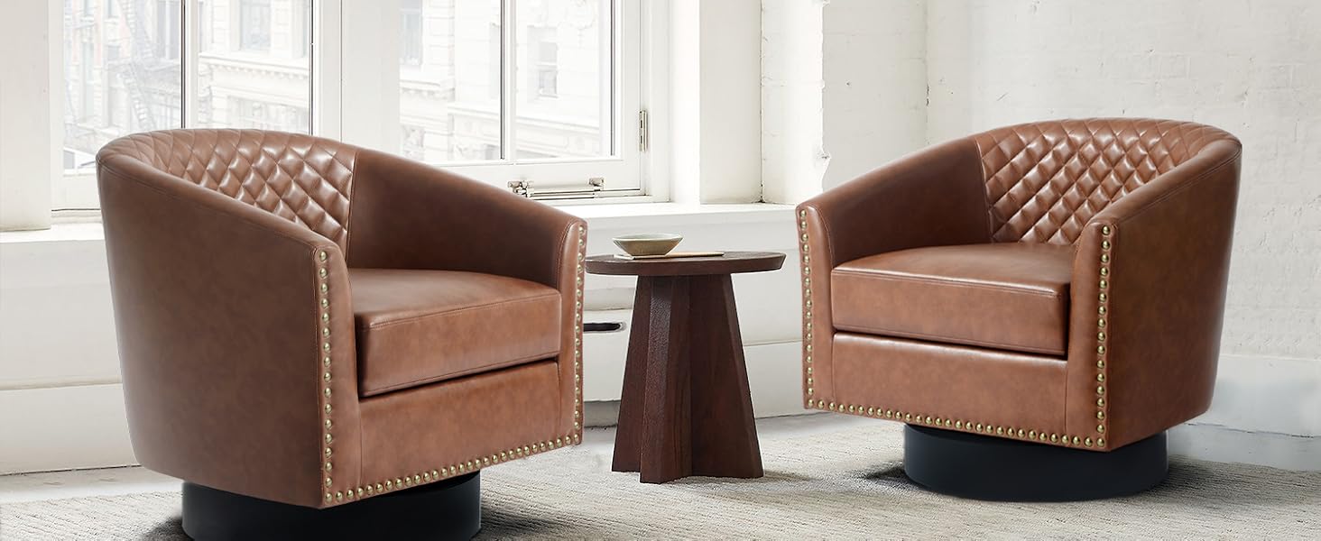CH0016S-BROWN Swivel Accent Chair
