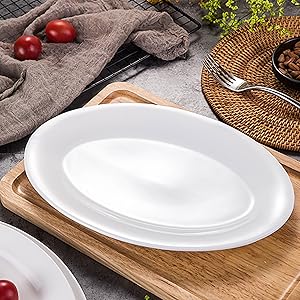 Oval Serving Platters, Oven Safe, White Serving Plates, Porcelain Dinner Platters for Appetizers