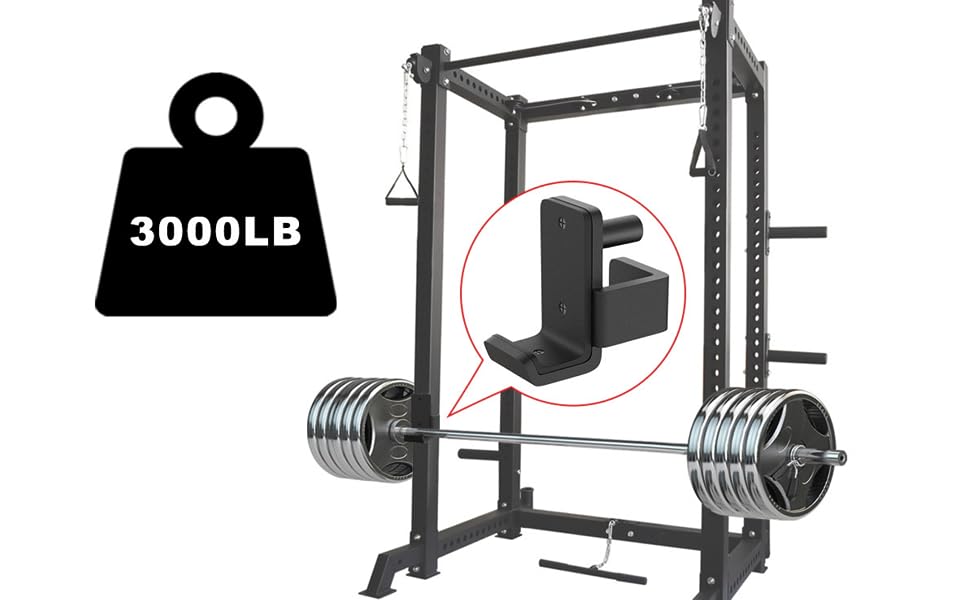 BeneLabel JHooks for Power Rack Attachments, Fit 2" x 2" Tube with 1'' Hole Power Cages, Square