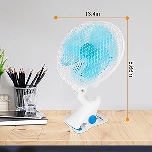 Clip On Fan 2 Speeds Desk Fan Quiet Clamp Fan Adjustable Tilt Auto Shaking Wall Mount Personal Fan