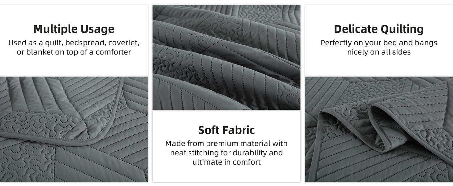 DJY King Size Quilt Set Lightweight Summer Quilt King Light