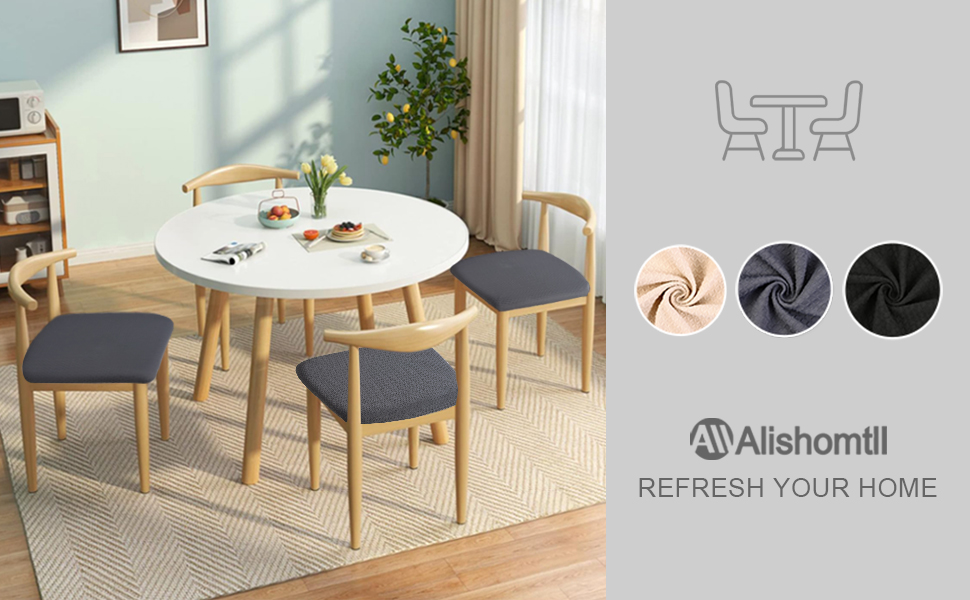 Alishomtll Suede Leather Chair Covers Set Of 4/6 Pieces, Vintage PU Elastic Universal Dining Room Chair Covers Removable Washable For Kitchen Restaurant Hotel (Beige, 6