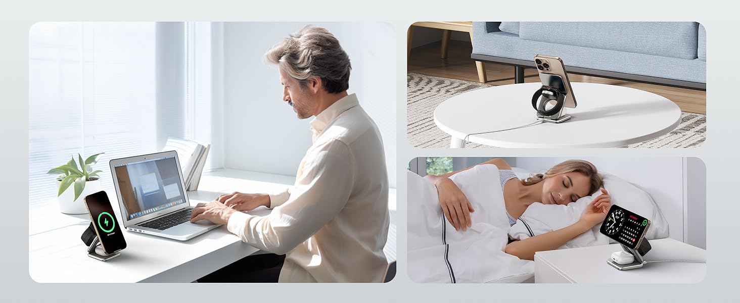 iphone 16 pro max and watch charging station iphone wireless charger qi2 fast charging 45w adapter