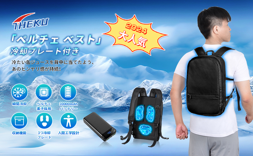 ペルチェベスト 冷却 30000mAhバッテリー付き ペルチェプレート3枚　素子 楽天市場】ペルチェベスト 冷却ベスト 冷感ベスト ペルチェ