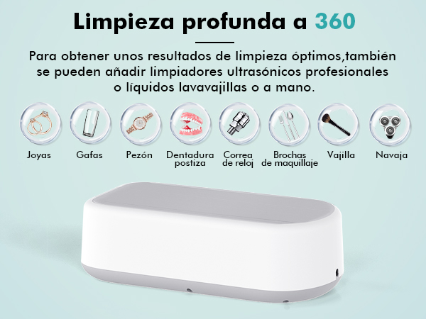 ETENTOUS Limpiador Ultrasonidos 48 kHz Ultrasonidos Limpieza 640 ml  Ultrasonic Cleaner 40 W Limpiador Ultrasónico 360 Gafas Aparato Ultrasónico  para Joyas Dentaduras Postizas : Amazon.es: Belleza
