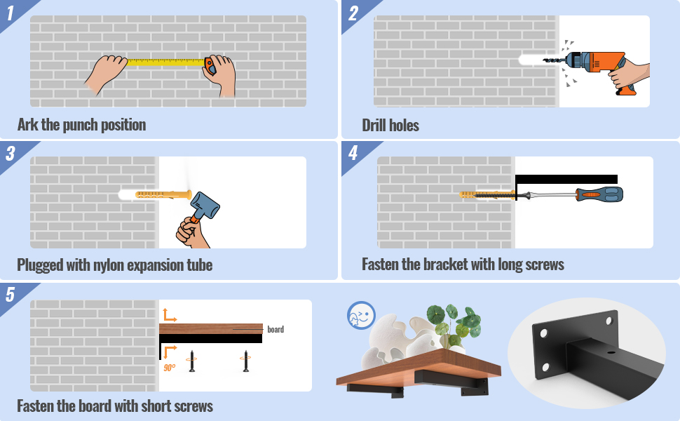 Heavy Duty Floating Shelf Brackets, 12 Inch Brackets for Shelves Wall