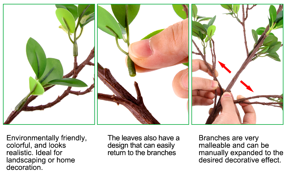 AUSTOR 5 Packs 45" Artificial Ficus Stems Faux Green Stems