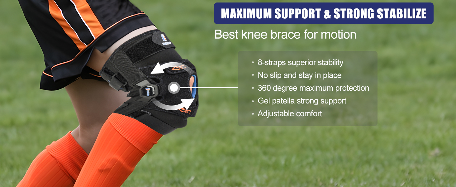 Hinged Knee Brace,GEL Patella Support Knee Braces for Knee Pain with Removable Dual Side