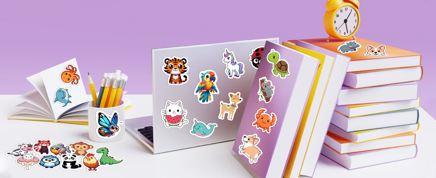 Cute Animal Stickers for Kids,Water Bottle Stickers for Kids,Waterproof Vinyl Stickers