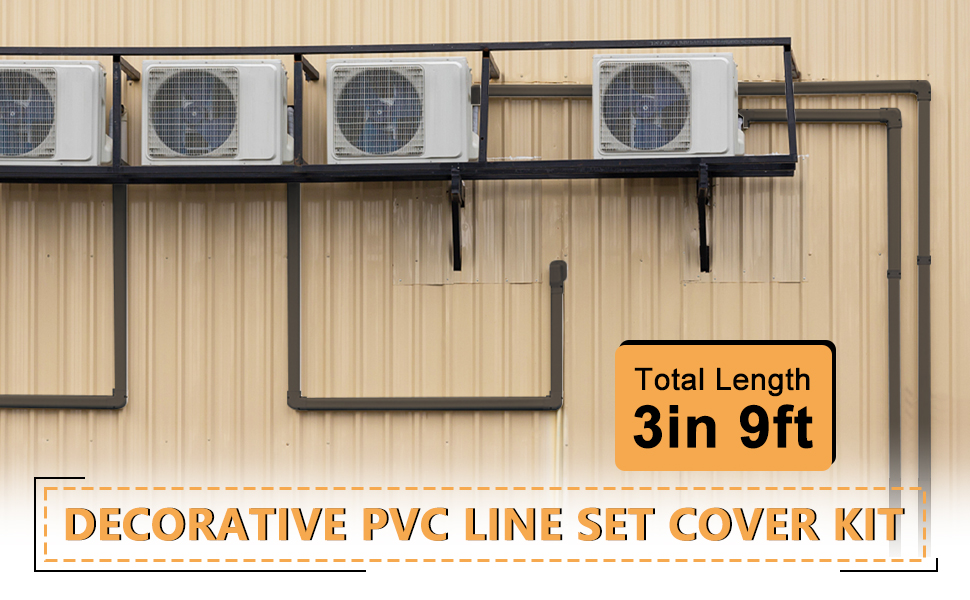 LBG Products 3" W 9 Ft Mini Split Line Set Cover, PVC Decorative Pipe