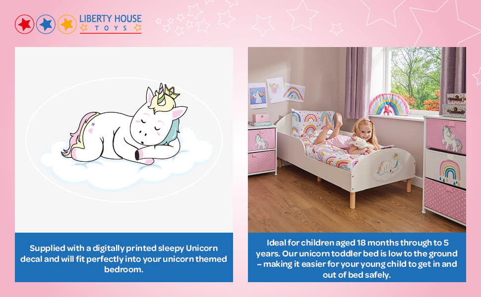 Unicorn toddler bed, unicorn bed, unicorn decal, Childs unicorn bed, unicorn sticker bed